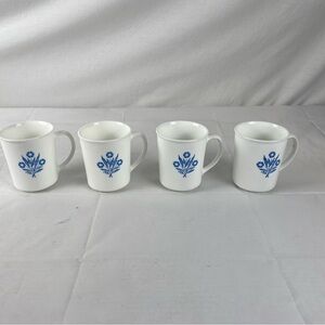 Vintage Corning Blue Cornflower Mugs Coffee Cup Lot of 4 - USA